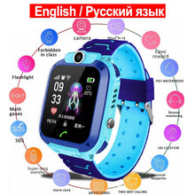 Load image into Gallery viewer, 2G English/Russian Q12 Children&#39;s Smart Watch SOS NO Sim Card children Kids phone Waterproof IP67 For IOS Android Birthday Gift
