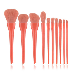 FLD 10pcs Natural Hair Colorful Makeup Brushes Professional Foundation Powder Blush Eyeshadow Eyebrow Kabuki Blending Brush Set