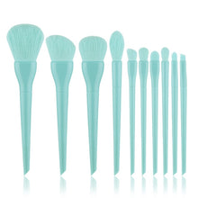 Load image into Gallery viewer, FLD 10pcs Natural Hair Colorful Makeup Brushes Professional Foundation Powder Blush Eyeshadow Eyebrow Kabuki Blending Brush Set
