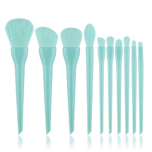 FLD 10pcs Natural Hair Colorful Makeup Brushes Professional Foundation Powder Blush Eyeshadow Eyebrow Kabuki Blending Brush Set