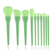 Load image into Gallery viewer, FLD 10pcs Natural Hair Colorful Makeup Brushes Professional Foundation Powder Blush Eyeshadow Eyebrow Kabuki Blending Brush Set
