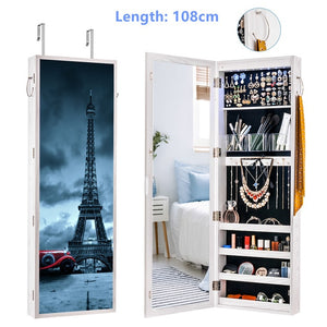 Multifunctional LED Jewelry Mirror Cabinet Wall Door Mounted Jewelry Cabinet Lockable Armoire Organizer Dresser Mirror with LED