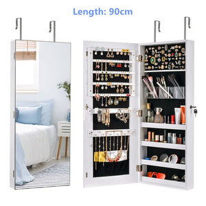 Multifunctional LED Jewelry Mirror Cabinet Wall Door Mounted Jewelry Cabinet Lockable Armoire Organizer Dresser Mirror with LED