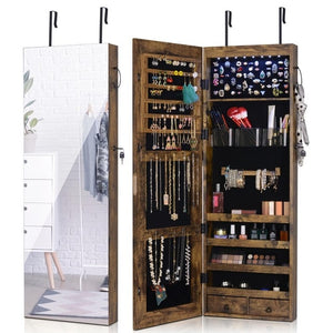 Multifunctional LED Jewelry Mirror Cabinet Wall Door Mounted Jewelry Cabinet Lockable Armoire Organizer Dresser Mirror with LED