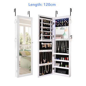 Multifunctional LED Jewelry Mirror Cabinet Wall Door Mounted Jewelry Cabinet Lockable Armoire Organizer Dresser Mirror with LED
