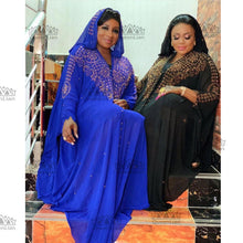Load image into Gallery viewer, 2020 New African Design Bazin Chiffon Long Stick Diamond Sleeve Dashiki Dress For Lady
