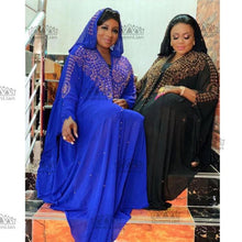 Load image into Gallery viewer, 2020 New African Design Bazin Chiffon Long Stick Diamond Sleeve Dashiki Dress For Lady
