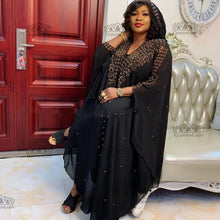 Load image into Gallery viewer, 2020 New African Design Bazin Chiffon Long Stick Diamond Sleeve Dashiki Dress For Lady
