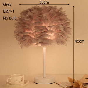 Beside Table Lamp Elegant Feather Lamp Beside Lamp Nightstand Lights Bedroom Living Room Wedding Birthday Desk Lamp E27 EU Plug