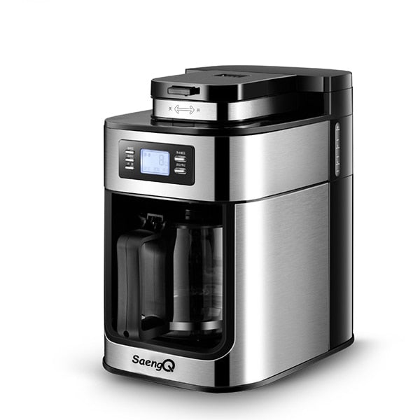 saengQ Electric Coffee Machine Coffee Grinder Express Electric Foam Coffee Maker Kitchen Appliances 1200ml Coffee Machine