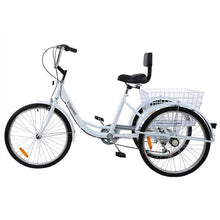 Load image into Gallery viewer, Yonntech Adult 24&quot; 3-Wheel Trike Bicycle Shimano 7-Speed Tricycle Bike Cruise
