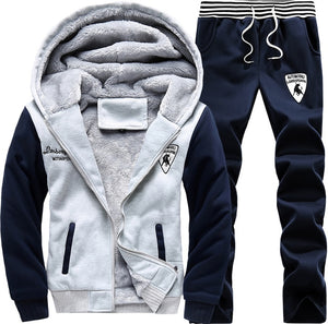 Men Winter Fleece Sets Mens Thick Hoodies+Pants Suit Man Hooded Sweatshirt Sportswear Tracksuits Male Hoodie Sweatsuits size 8XL