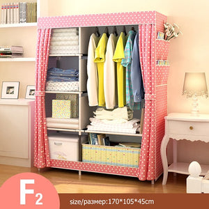 On Sale Modern Simple Wardrobe Fabric Folding Cloth Storage Cabinet DIY Assembly Easy Install Reinforcement Wardrobe Closet