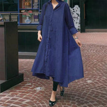 Load image into Gallery viewer, VONDA White Dress Women Sexy Turn-down Collar Asymmetrical Party Dress Office Ladies Sundress Casual Vestido  Robe
