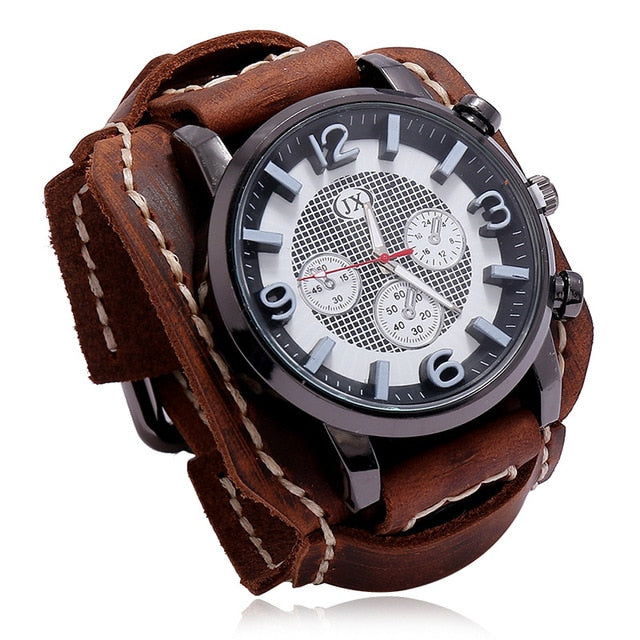 Jessingshow 2020 New Retro Mens Watches Leather Chronograph Sport Fashion Punk Style Quartz Watch For Men Relogio Masculino