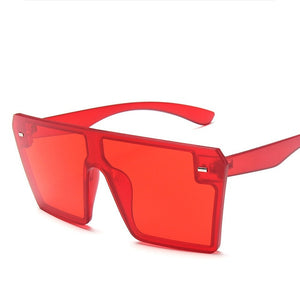 Oversized Square Sunglasses Women 2020 Luxury Brand Fashion Flat Top Red Black Clear Lens One Piece Men Gafas Shade Mirror UV400