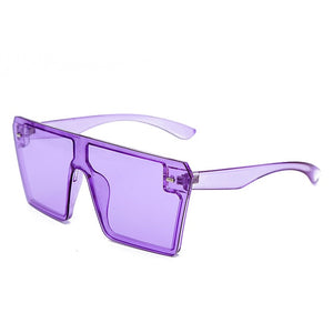 Oversized Square Sunglasses Women 2020 Luxury Brand Fashion Flat Top Red Black Clear Lens One Piece Men Gafas Shade Mirror UV400