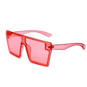 Oversized Square Sunglasses Women 2020 Luxury Brand Fashion Flat Top Red Black Clear Lens One Piece Men Gafas Shade Mirror UV400