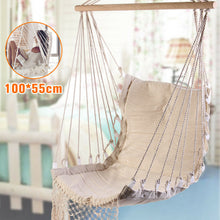 Load image into Gallery viewer, Canvas Swing Hanging Hammock Cotton Rope Tassel Tree Chair Seat Patio Outdoor Indoor Garden  Bedroom Safety Hanging Chair
