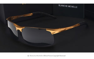 High Quality Ultra-Light Aluminum Magnesium Sport Sunglasses Polarized Men UV400 Rectangle Gold Outdoor Driving Sun Glasses