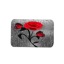 Load image into Gallery viewer, Red Rose&amp;Butterfly Bathroom Non-slip Mat Set Durable Waterproof Shower Curtain Set Pedestal Rug Lid Toilet Cover Bath Mat Rugs
