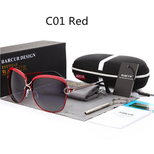 BARCUR Polarized Ladies Sunglasses Women Gradient Lens Round Sun Glasses Square Luxury Brand Oculos Lunette De Soleil Femme