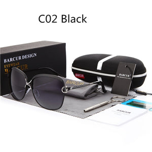 BARCUR Polarized Ladies Sunglasses Women Gradient Lens Round Sun Glasses Square Luxury Brand Oculos Lunette De Soleil Femme