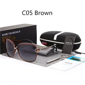 BARCUR Polarized Ladies Sunglasses Women Gradient Lens Round Sun Glasses Square Luxury Brand Oculos Lunette De Soleil Femme