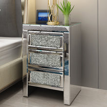 Load image into Gallery viewer, Preselling Panana Mirrored Crystal Glass Bedside Table 3 Drawer Bedroom Cabinet Nightstand Fast delivery

