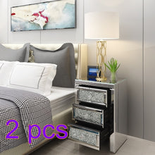 Load image into Gallery viewer, Preselling Panana Mirrored Crystal Glass Bedside Table 3 Drawer Bedroom Cabinet Nightstand Fast delivery

