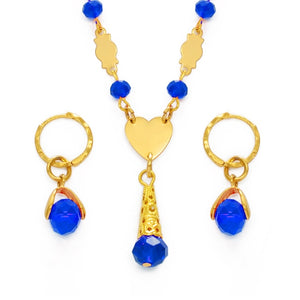 Anniyo Hawaiian Colorful Crystal Ball Beads Necklaces Earrings Sets Guam Micronesia Chuuk Pohnpei Marshall Jewelry Gift #240806