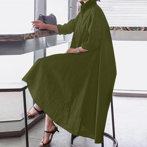 VONDA White Dress Women Sexy Turn-down Collar Asymmetrical Party Dress Office Ladies Sundress Casual Vestido  Robe