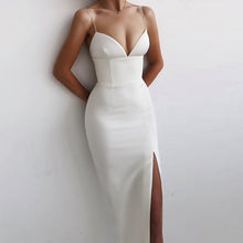 Load image into Gallery viewer, Adyce New Summer Women White Bodycon Bandage Dress Sexy V Neck Spaghetti Strap Club Celebrity Evening Runway Party Long Dresses
