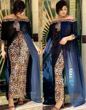 Load image into Gallery viewer, Plus Size Clothing Autumn Sexy Leopard Printed Dashiki African Dresses for Women Party Half Sleeve Slash Neck Femme Robe
