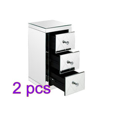 Load image into Gallery viewer, Mirrored Bedside Cabinet Bedside Table Chest of 3 Drawers Glass Panels Bedroom Furniture Ship to Europe Fast delivery

