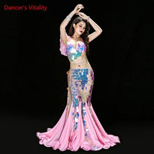 Load image into Gallery viewer, Bellydance Clothes Mermaid Sexy Long Dress Sequin Womens Oriental Belly Dance Costumes for Sale Dancing Outfits Bra+skirt Suit
