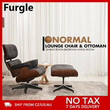 Load image into Gallery viewer, Furgle Mid-Century Lounge Chair&amp;Ottoman Premium Quality Real Leather wood Reproduction Style Sofa for Living/Dining Room Bedroom

