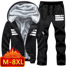 Load image into Gallery viewer, Men Winter Fleece Sets Mens Thick Hoodies+Pants Suit Man Hooded Sweatshirt Sportswear Tracksuits Male Hoodie Sweatsuits size 8XL
