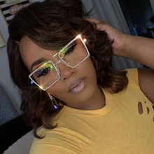 Load image into Gallery viewer, Fashion Transparent square sunglasses metal frame Women overize glasses Men Eyeglasses Frame nerd plain glasses clear shades
