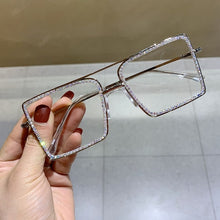 Load image into Gallery viewer, Fashion Transparent square sunglasses metal frame Women overize glasses Men Eyeglasses Frame nerd plain glasses clear shades
