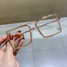 Load image into Gallery viewer, Fashion Transparent square sunglasses metal frame Women overize glasses Men Eyeglasses Frame nerd plain glasses clear shades
