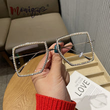 Load image into Gallery viewer, Fashion Transparent square sunglasses metal frame Women overize glasses Men Eyeglasses Frame nerd plain glasses clear shades
