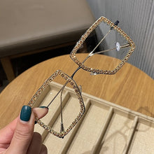 Load image into Gallery viewer, Fashion Transparent square sunglasses metal frame Women overize glasses Men Eyeglasses Frame nerd plain glasses clear shades
