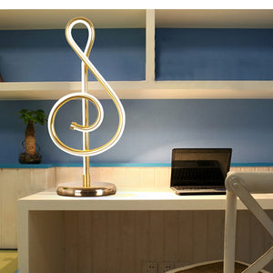 25W Musical Note Lamp Golden Music Note Bedroom LED Desk Lamp Artistic Home Living Room Bedside Decoration Night Light EU plug