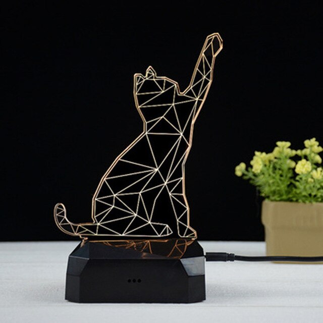 3D Creative Acylic lighting jellyfish cartoon luminous lamp led cat creative lamp night lighting
