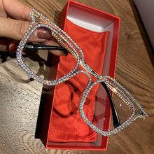 Load image into Gallery viewer, Myopia Hyperopia Women Sunglasses Vintage clear lens glasses ladies luxury rhinestone eyeglasses men optical Shades
