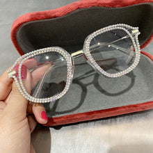 Load image into Gallery viewer, Myopia Hyperopia Women Sunglasses Vintage clear lens glasses ladies luxury rhinestone eyeglasses men optical Shades
