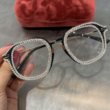 Load image into Gallery viewer, Myopia Hyperopia Women Sunglasses Vintage clear lens glasses ladies luxury rhinestone eyeglasses men optical Shades
