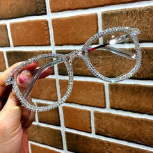 Load image into Gallery viewer, Myopia Hyperopia Women Sunglasses Vintage clear lens glasses ladies luxury rhinestone eyeglasses men optical Shades
