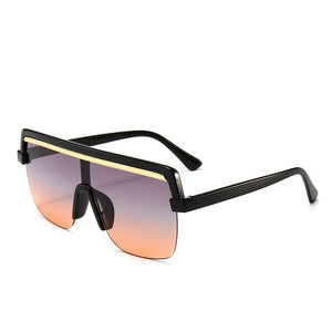 Rimless Sunglasses Square Women Men Oversize 2021 Retro Brand Design Flat Top Rectangle Eyewear UV400 Big Shades Oculos Female